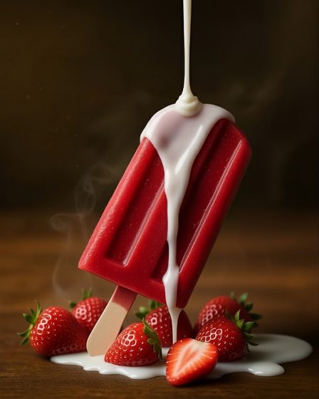 Frutilla rellena de leche condensada